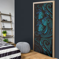 Hawaiian Mango Tribal Tattoo Door Cover Teal Pacific Traditional Pattern LT9 - Polynesian Pride