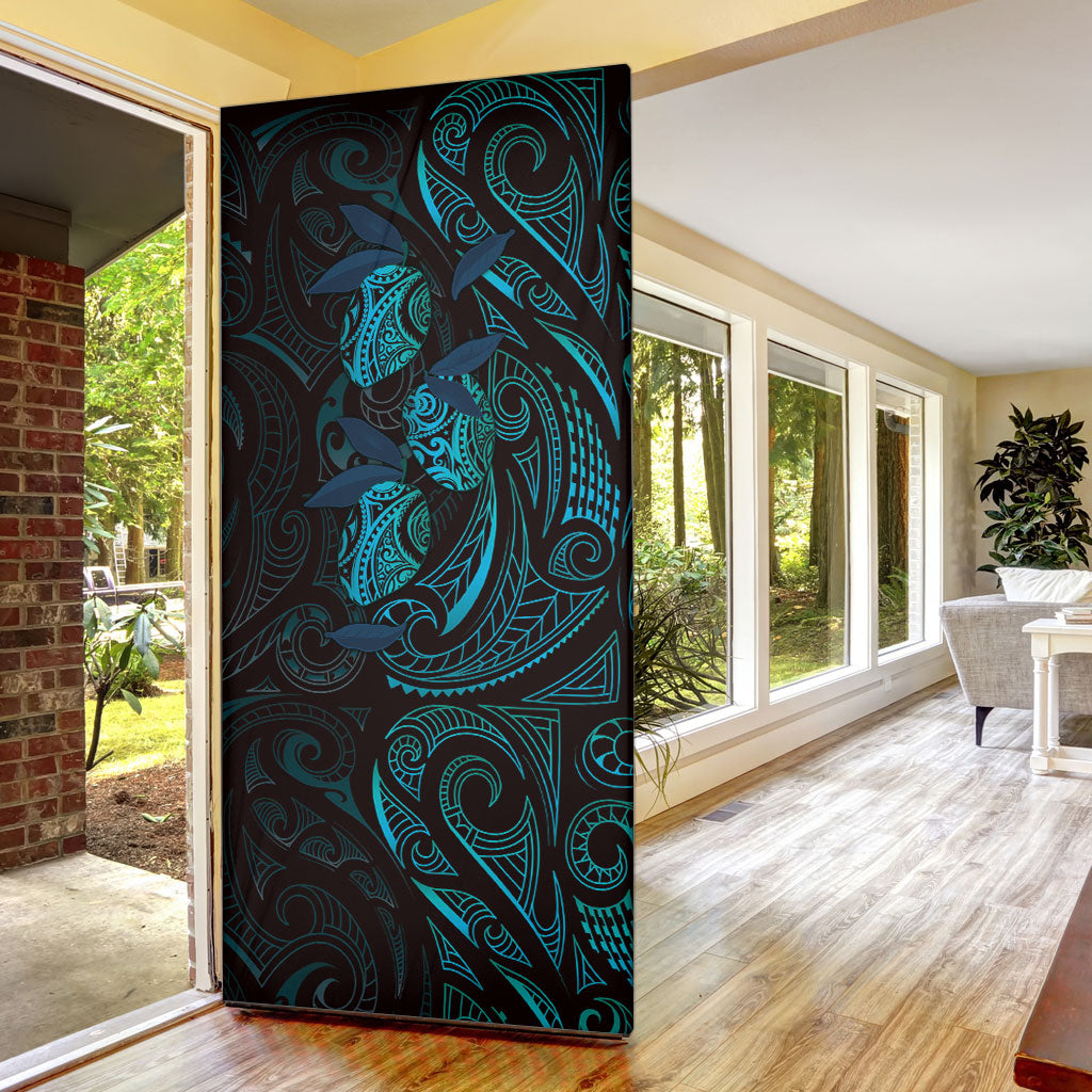 Hawaiian Mango Tribal Tattoo Door Cover Teal Pacific Traditional Pattern LT9 - Polynesian Pride