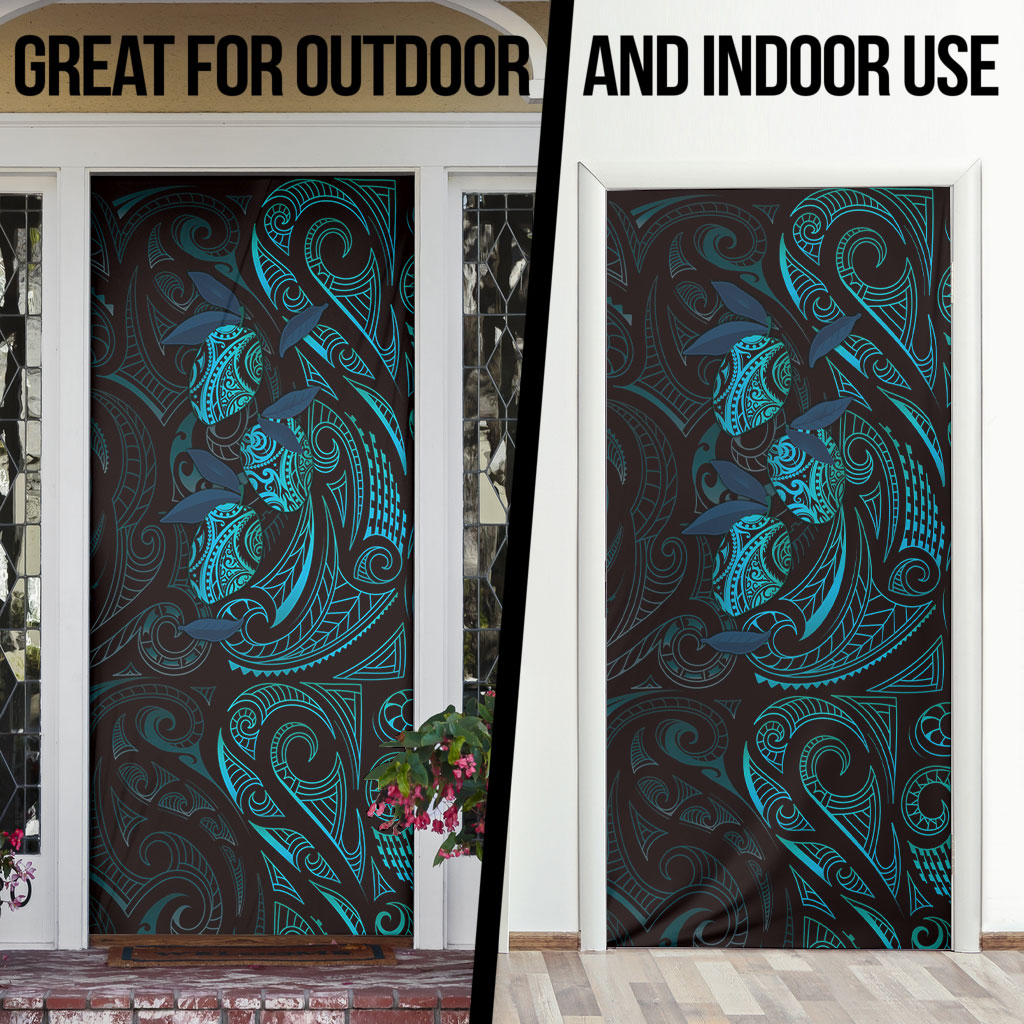 Hawaiian Mango Tribal Tattoo Door Cover Teal Pacific Traditional Pattern LT9 - Polynesian Pride