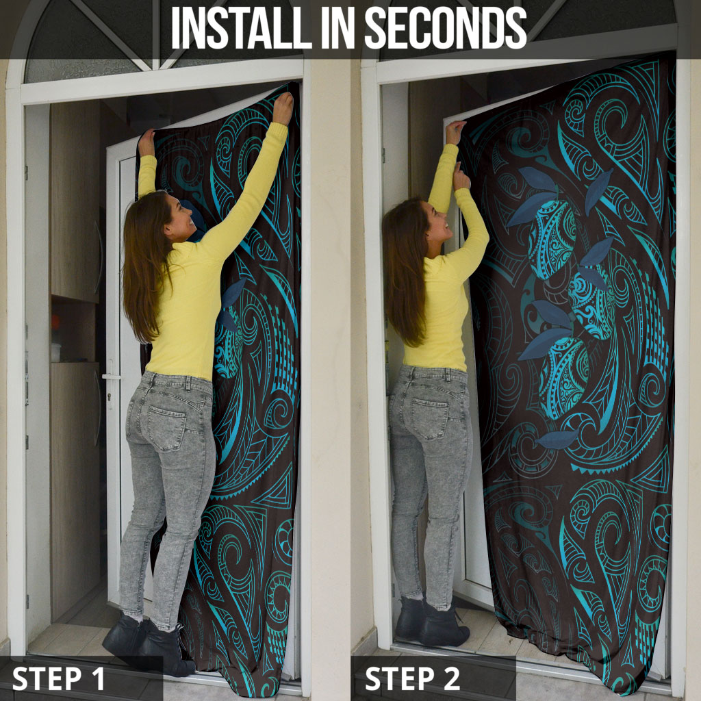 Hawaiian Mango Tribal Tattoo Door Cover Teal Pacific Traditional Pattern LT9 - Polynesian Pride