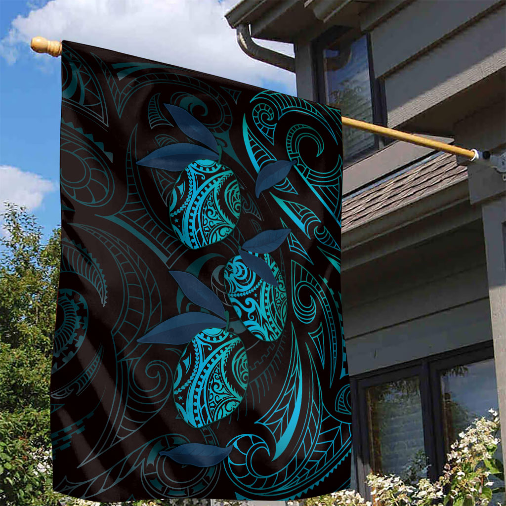 Hawaiian Mango Tribal Tattoo Garden Flag Teal Pacific Traditional Pattern LT9 - Polynesian Pride
