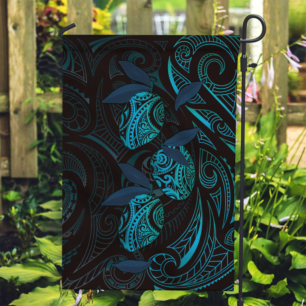Hawaiian Mango Tribal Tattoo Garden Flag Teal Pacific Traditional Pattern LT9 Garden Flag Teal - Polynesian Pride