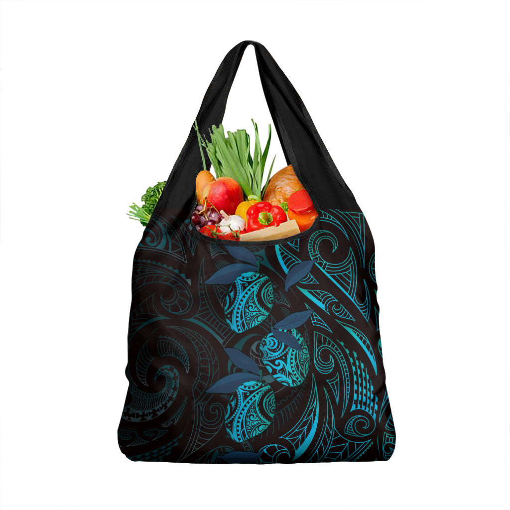 Hawaiian Mango Tribal Tattoo Grocery Bag Teal Pacific Traditional Pattern LT9 1-pack One Size Teal - Polynesian Pride