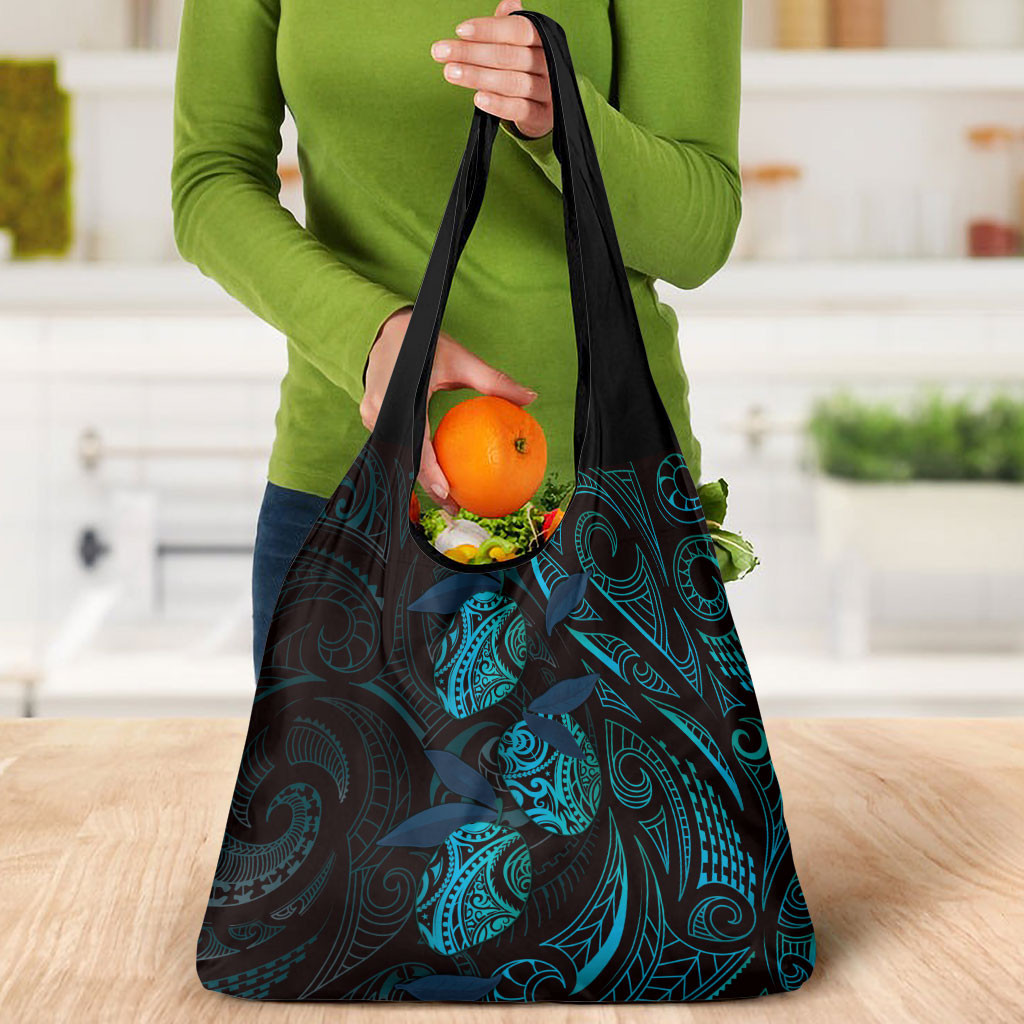 Hawaiian Mango Tribal Tattoo Grocery Bag Teal Pacific Traditional Pattern LT9 - Polynesian Pride