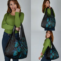 Hawaiian Mango Tribal Tattoo Grocery Bag Teal Pacific Traditional Pattern LT9 - Polynesian Pride