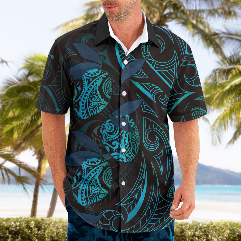 Hawaiian Mango Tribal Tattoo Hawaiian Shirt Teal Pacific Traditional Pattern LT9 - Polynesian Pride