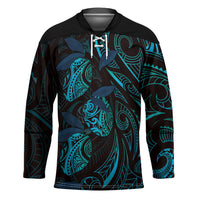 Hawaiian Mango Tribal Tattoo Hockey Jersey Teal Pacific Traditional Pattern LT9 Unisex Teal - Polynesian Pride