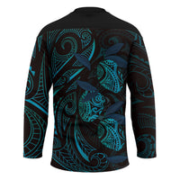 Hawaiian Mango Tribal Tattoo Hockey Jersey Teal Pacific Traditional Pattern LT9 - Polynesian Pride