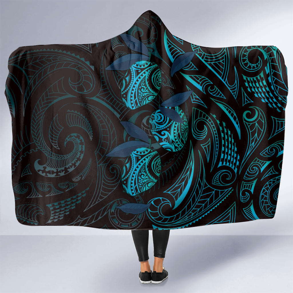 Hawaiian Mango Tribal Tattoo Hooded Blanket Teal Pacific Traditional Pattern LT9 One Size Teal - Polynesian Pride