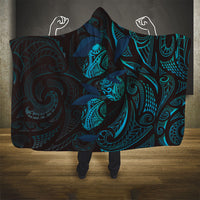 Hawaiian Mango Tribal Tattoo Hooded Blanket Teal Pacific Traditional Pattern LT9 - Polynesian Pride