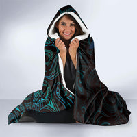 Hawaiian Mango Tribal Tattoo Hooded Blanket Teal Pacific Traditional Pattern LT9 - Polynesian Pride