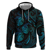 Hawaiian Mango Tribal Tattoo Hoodie Teal Pacific Traditional Pattern LT9 Pullover Hoodie Teal - Polynesian Pride