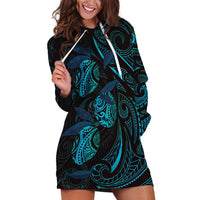 Hawaiian Mango Tribal Tattoo Hoodie Dress Teal Pacific Traditional Pattern LT9 Teal - Polynesian Pride