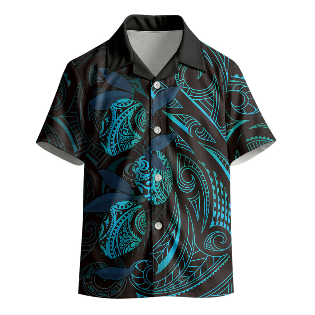 Hawaiian Mango Tribal Tattoo Kid Hawaiian Shirt Teal Pacific Traditional Pattern LT9 - Polynesian Pride