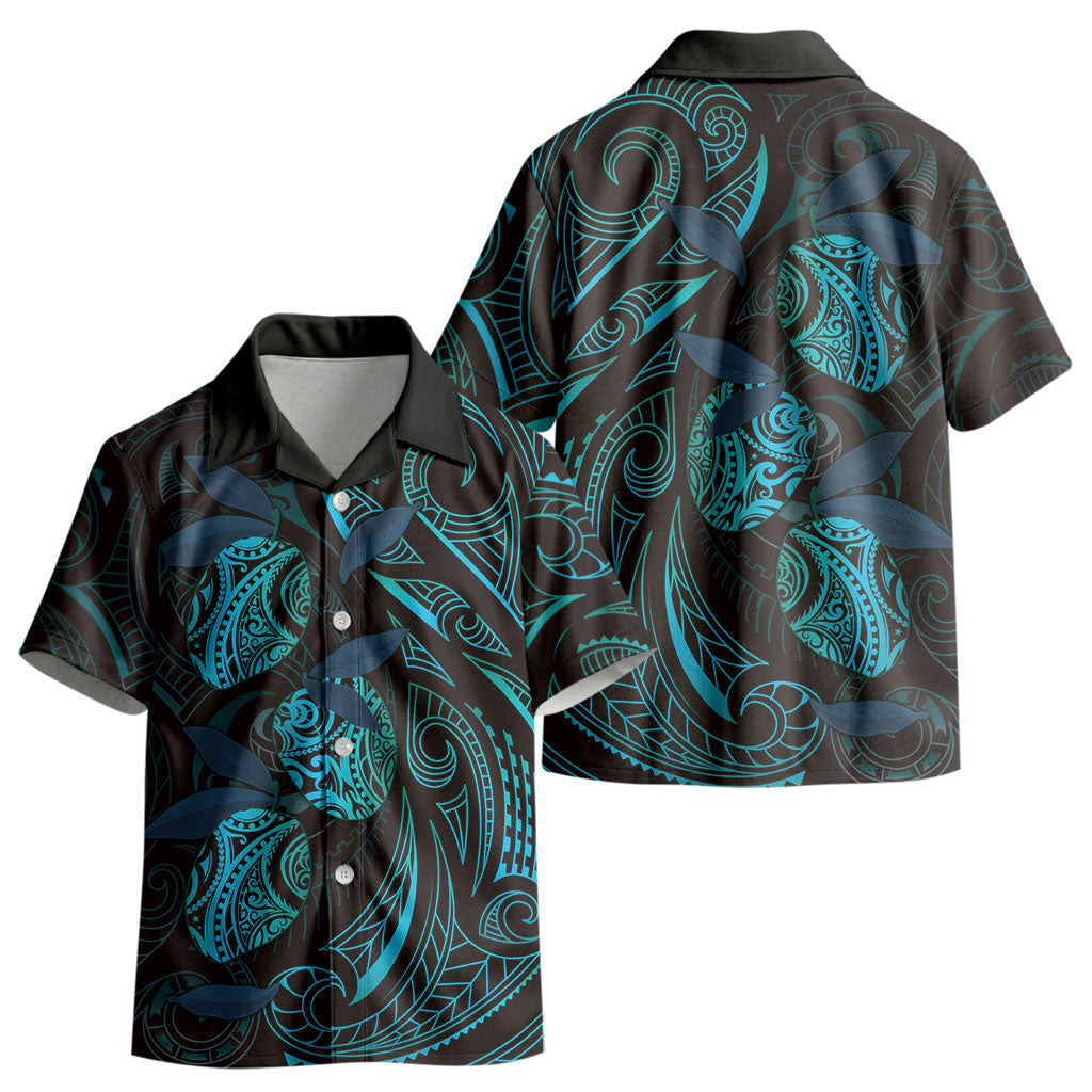 Hawaiian Mango Tribal Tattoo Kid Hawaiian Shirt Teal Pacific Traditional Pattern LT9 - Polynesian Pride