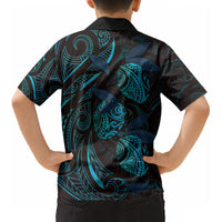 Hawaiian Mango Tribal Tattoo Kid Hawaiian Shirt Teal Pacific Traditional Pattern LT9 - Polynesian Pride