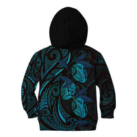 Hawaiian Mango Tribal Tattoo Kid Hoodie Teal Pacific Traditional Pattern LT9 - Polynesian Pride