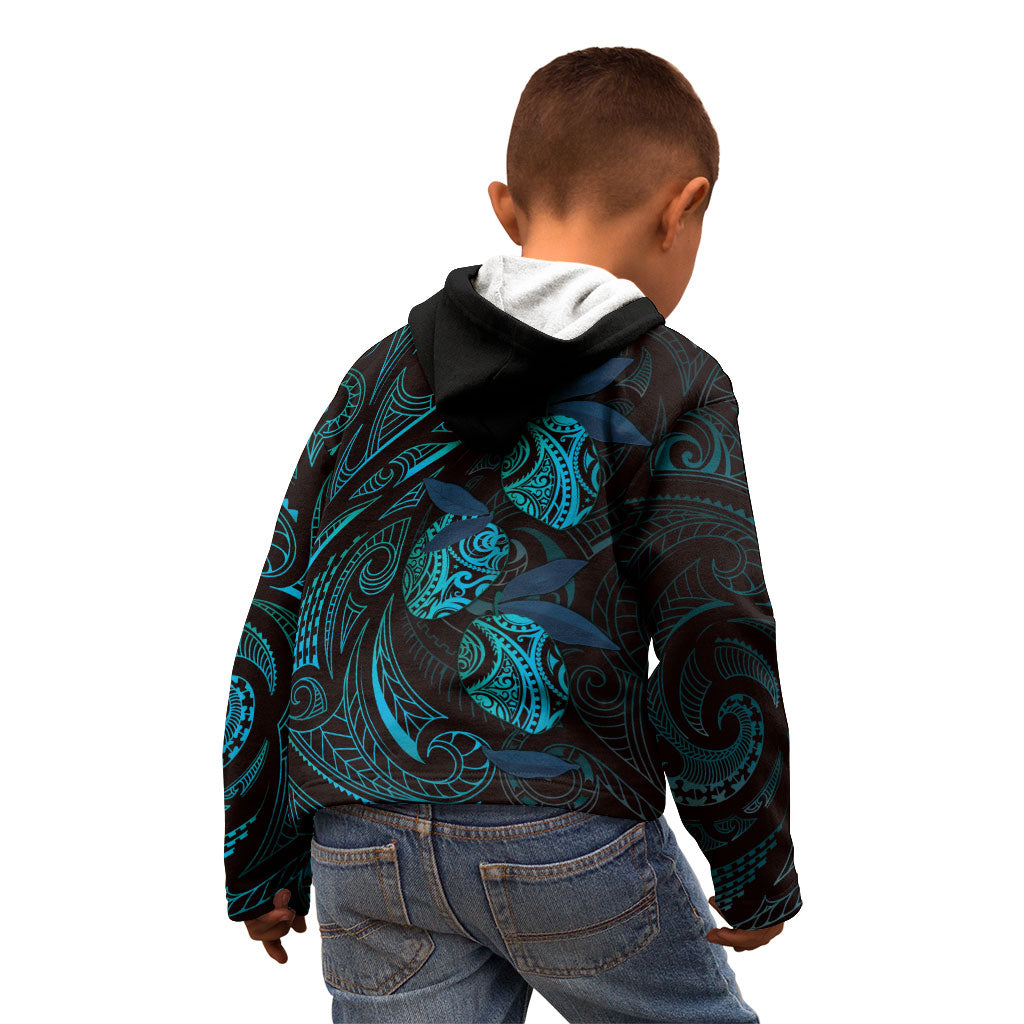 Hawaiian Mango Tribal Tattoo Kid Hoodie Teal Pacific Traditional Pattern LT9 - Polynesian Pride