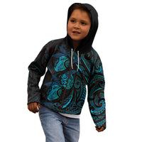 Hawaiian Mango Tribal Tattoo Kid Hoodie Teal Pacific Traditional Pattern LT9 - Polynesian Pride