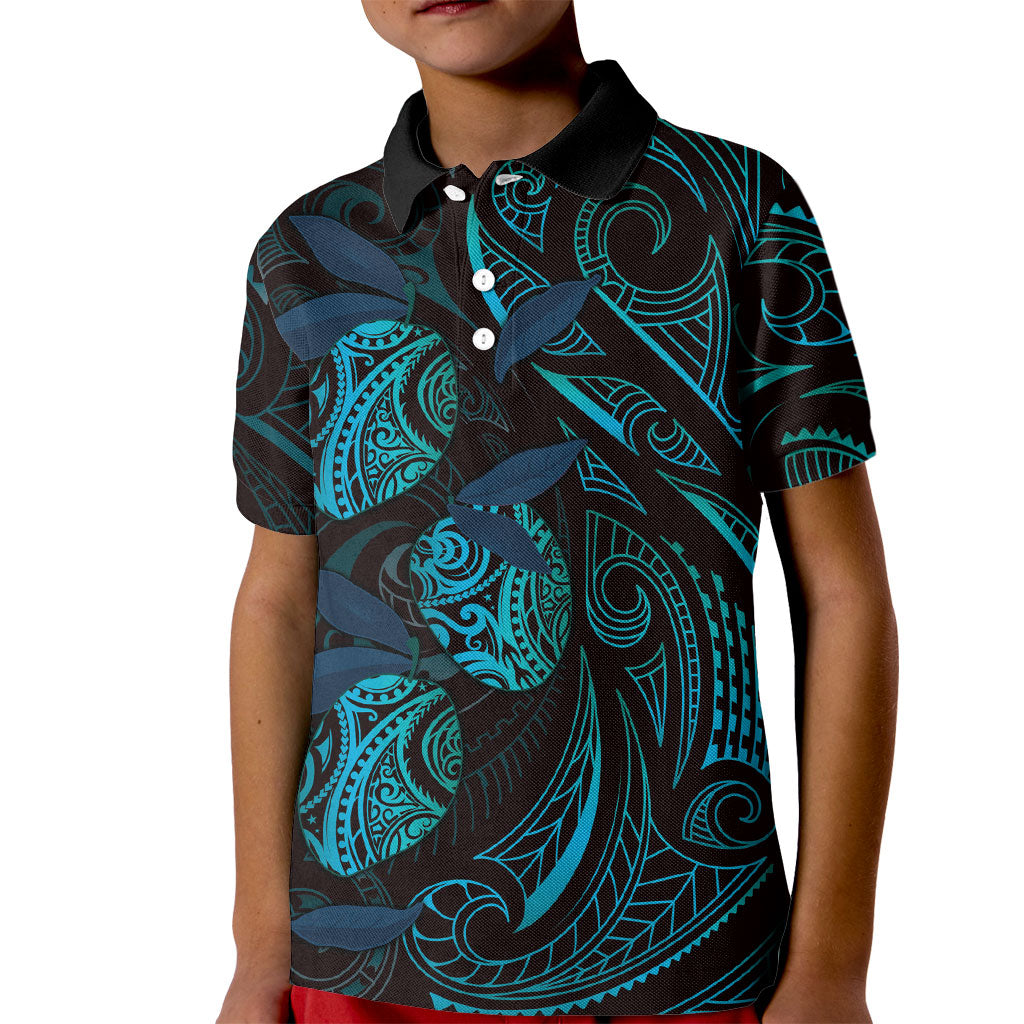 Hawaiian Mango Tribal Tattoo Kid Polo Shirt Teal Pacific Traditional Pattern LT9 Kid Teal - Polynesian Pride