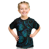 Hawaiian Mango Tribal Tattoo Kid T Shirt Teal Pacific Traditional Pattern LT9 Teal - Polynesian Pride
