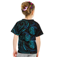 Hawaiian Mango Tribal Tattoo Kid T Shirt Teal Pacific Traditional Pattern LT9 - Polynesian Pride
