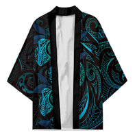 Hawaiian Mango Tribal Tattoo Kimono Teal Pacific Traditional Pattern LT9 Unisex Teal - Polynesian Pride