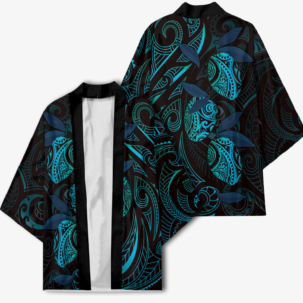 Hawaiian Mango Tribal Tattoo Kimono Teal Pacific Traditional Pattern LT9 - Polynesian Pride