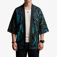 Hawaiian Mango Tribal Tattoo Kimono Teal Pacific Traditional Pattern LT9 - Polynesian Pride