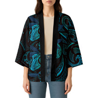 Hawaiian Mango Tribal Tattoo Kimono Teal Pacific Traditional Pattern LT9 - Polynesian Pride