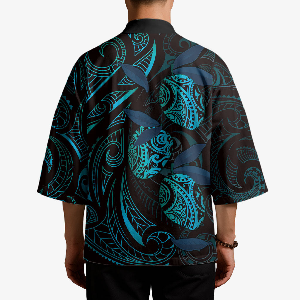 Hawaiian Mango Tribal Tattoo Kimono Teal Pacific Traditional Pattern LT9 - Polynesian Pride