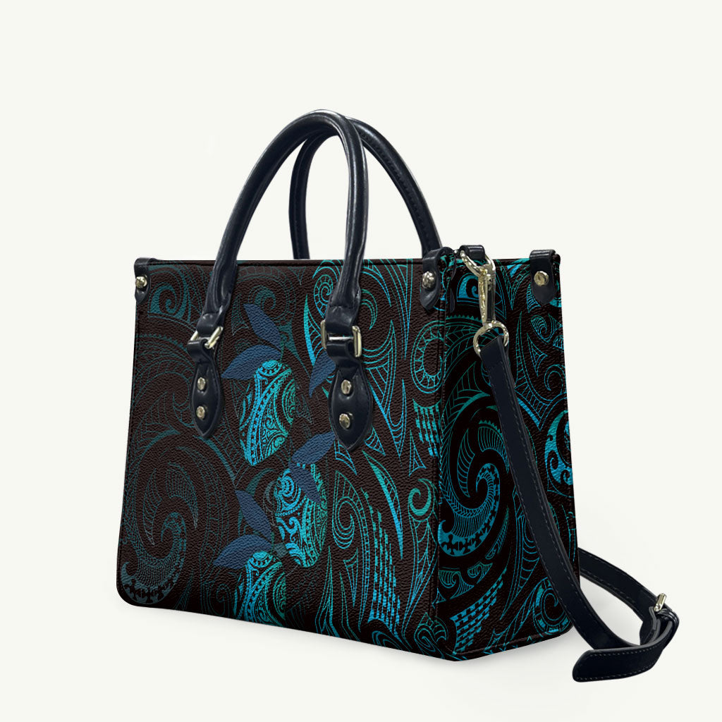 Hawaiian Mango Tribal Tattoo Leather Bag Teal Pacific Traditional Pattern LT9 Teal - Polynesian Pride