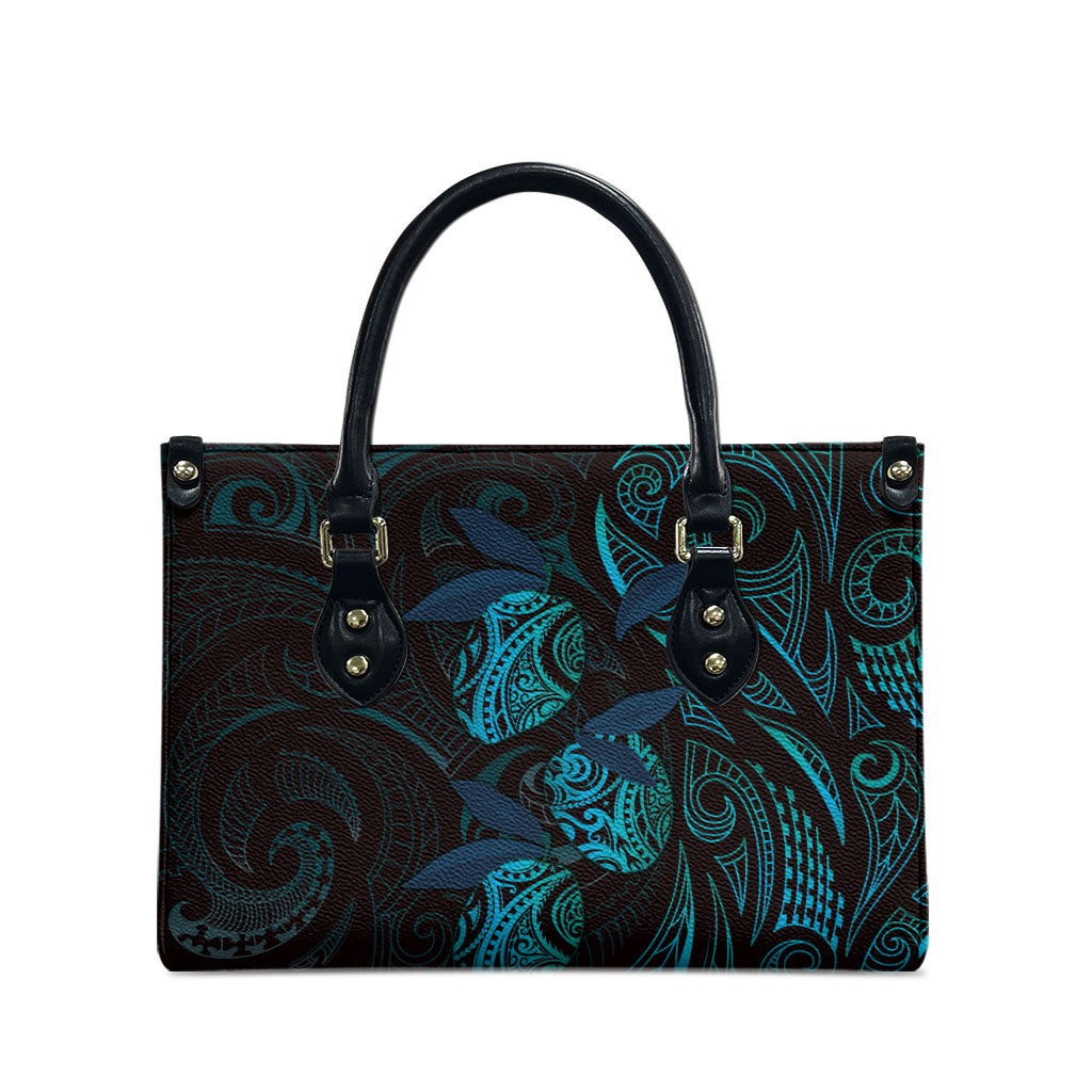 Hawaiian Mango Tribal Tattoo Leather Bag Teal Pacific Traditional Pattern LT9 - Polynesian Pride