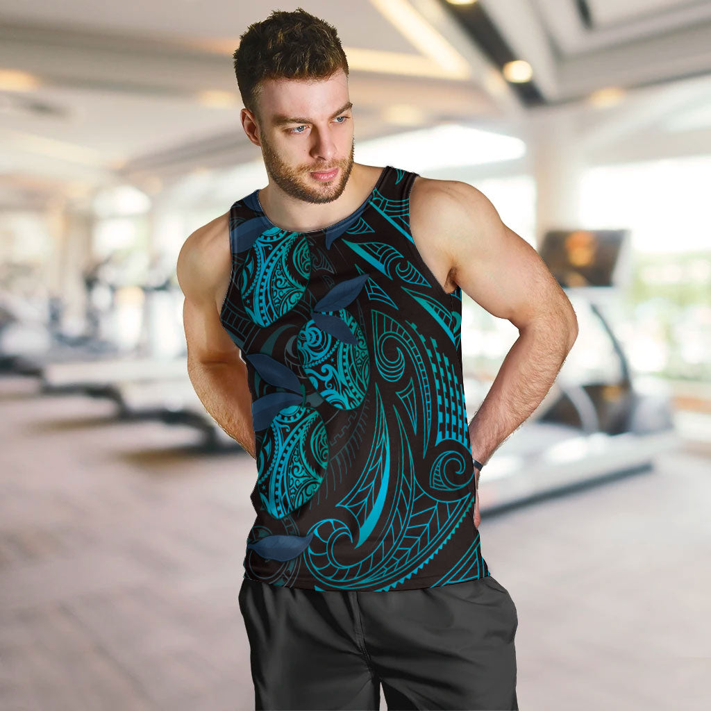 Hawaiian Mango Tribal Tattoo Men Tank Top Teal Pacific Traditional Pattern LT9 Teal - Polynesian Pride