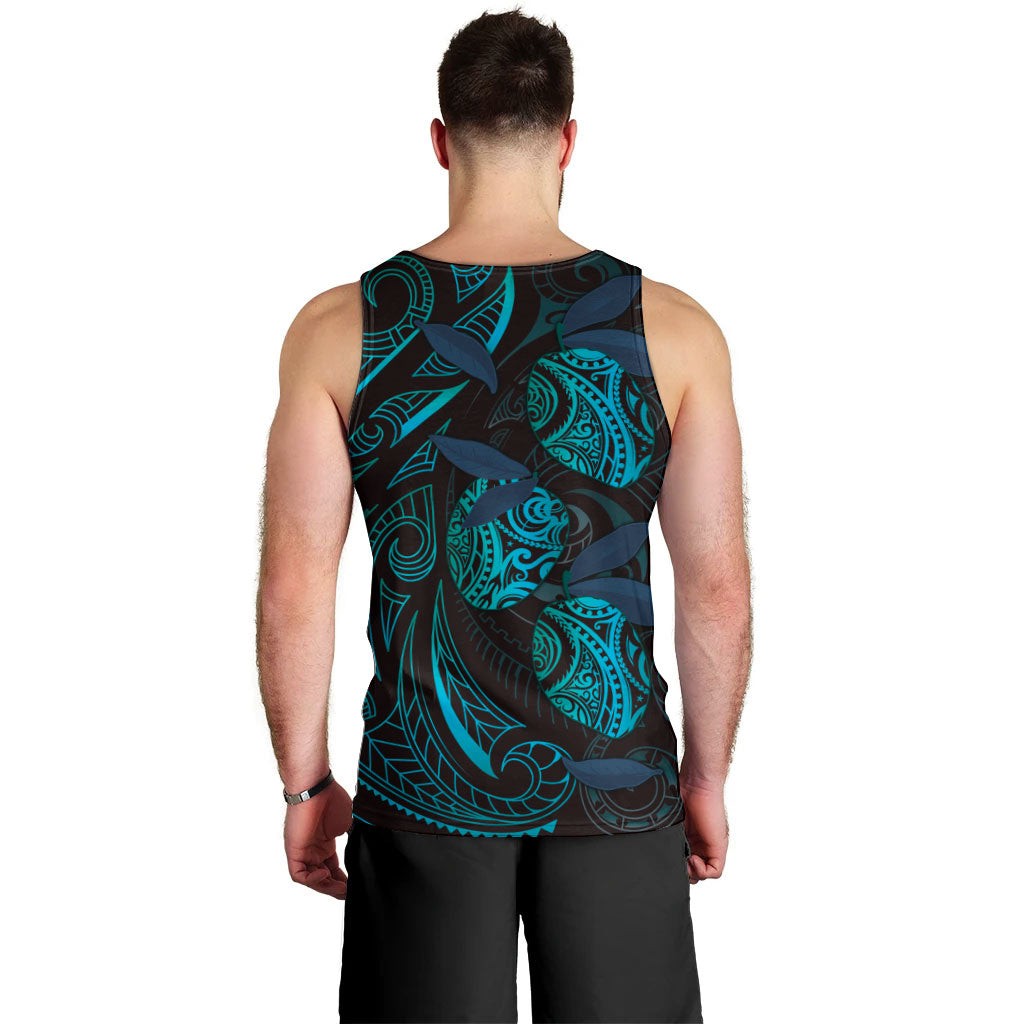 Hawaiian Mango Tribal Tattoo Men Tank Top Teal Pacific Traditional Pattern LT9 - Polynesian Pride