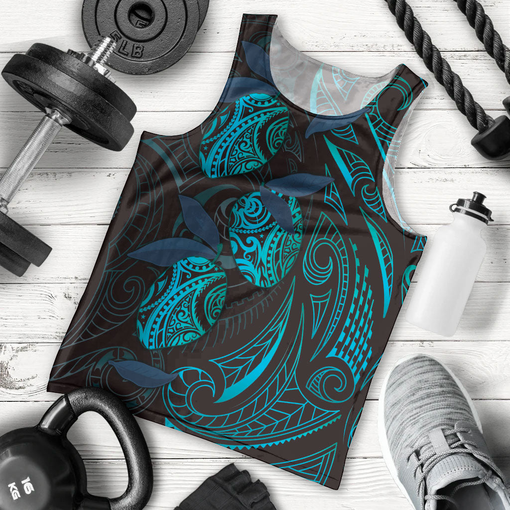 Hawaiian Mango Tribal Tattoo Men Tank Top Teal Pacific Traditional Pattern LT9 - Polynesian Pride