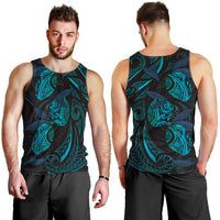 Hawaiian Mango Tribal Tattoo Men Tank Top Teal Pacific Traditional Pattern LT9 - Polynesian Pride