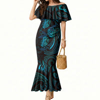 Hawaiian Mango Tribal Tattoo Mermaid Dress Teal Pacific Traditional Pattern LT9 Women Teal - Polynesian Pride