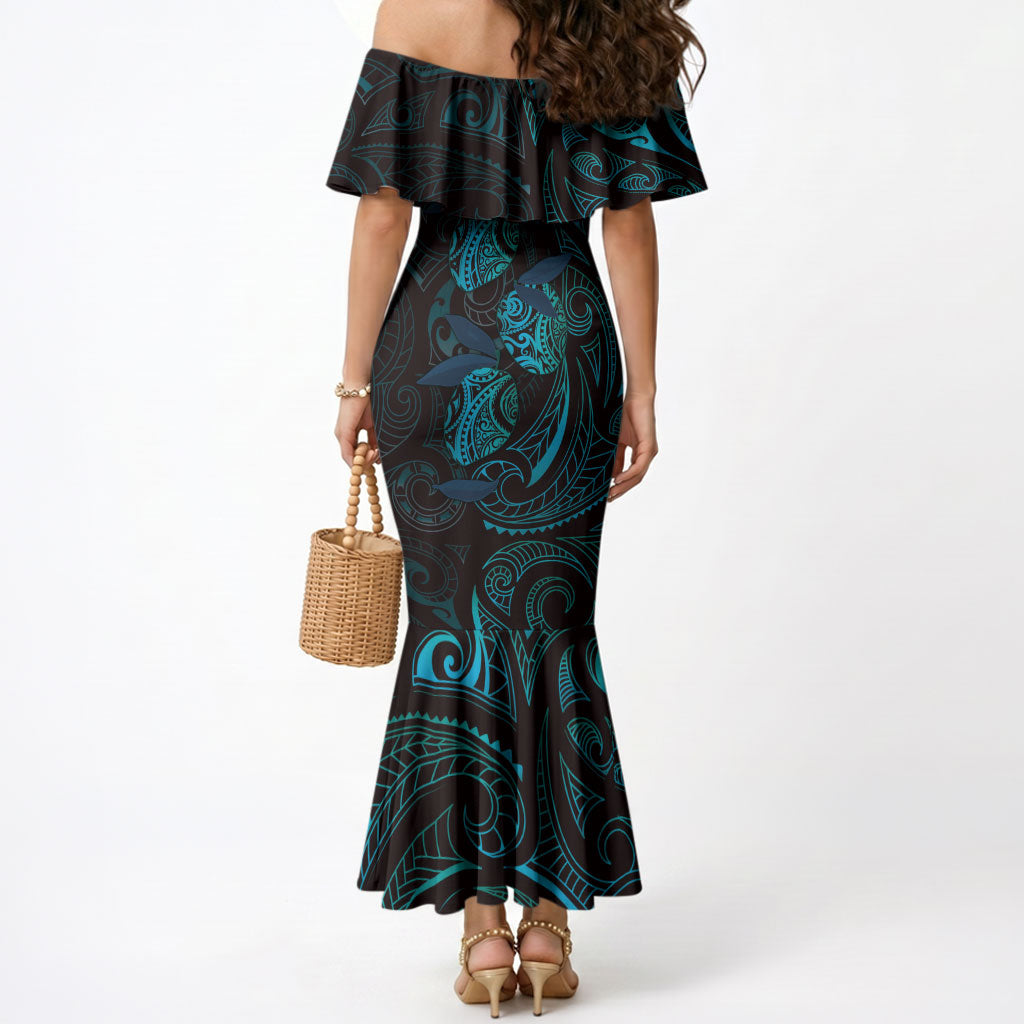 Hawaiian Mango Tribal Tattoo Mermaid Dress Teal Pacific Traditional Pattern LT9 - Polynesian Pride