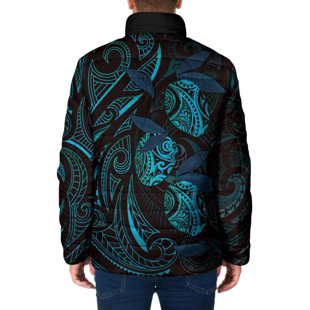 Hawaiian Mango Tribal Tattoo Padded Jacket Teal Pacific Traditional Pattern LT9 - Polynesian Pride