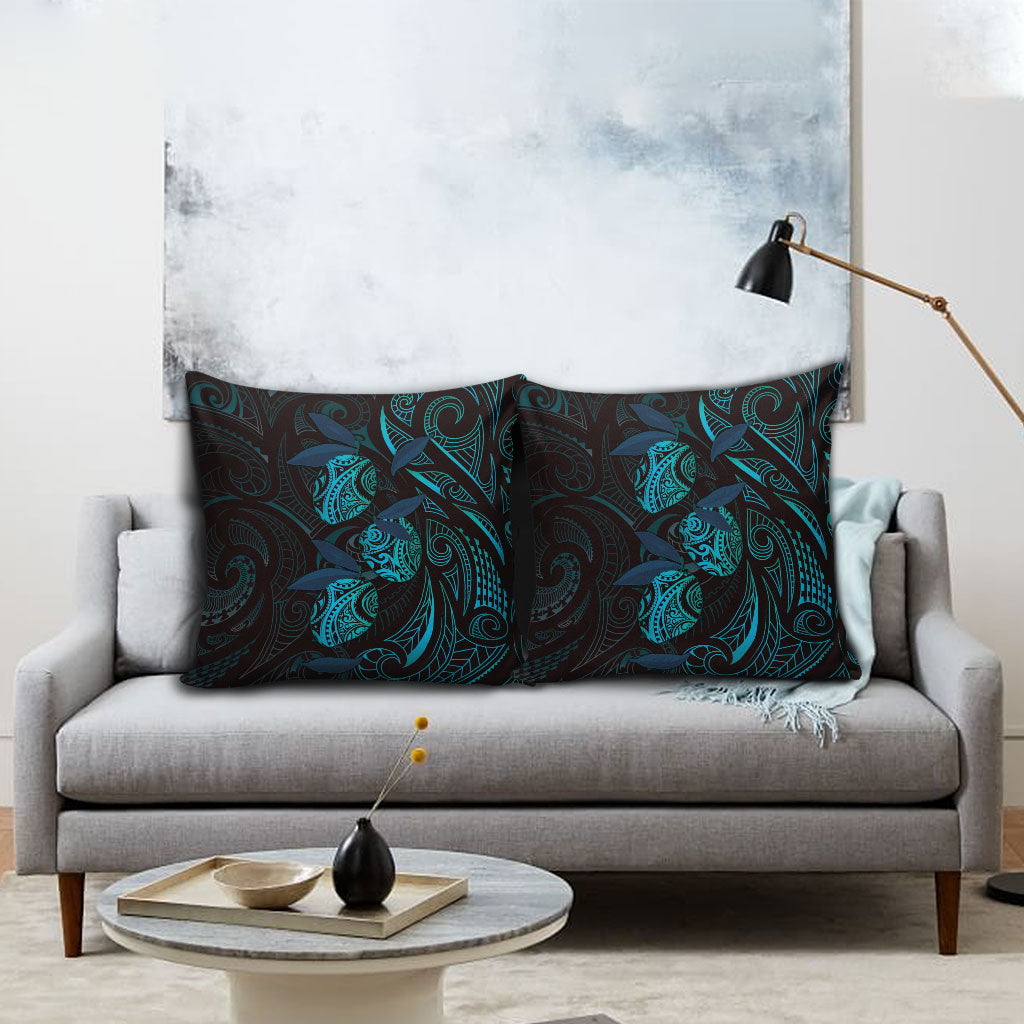 Hawaiian Mango Tribal Tattoo Pillow Cover Teal Pacific Traditional Pattern LT9 - Polynesian Pride