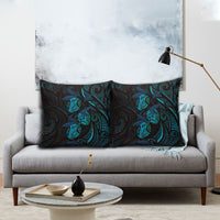 Hawaiian Mango Tribal Tattoo Pillow Cover Teal Pacific Traditional Pattern LT9 - Polynesian Pride