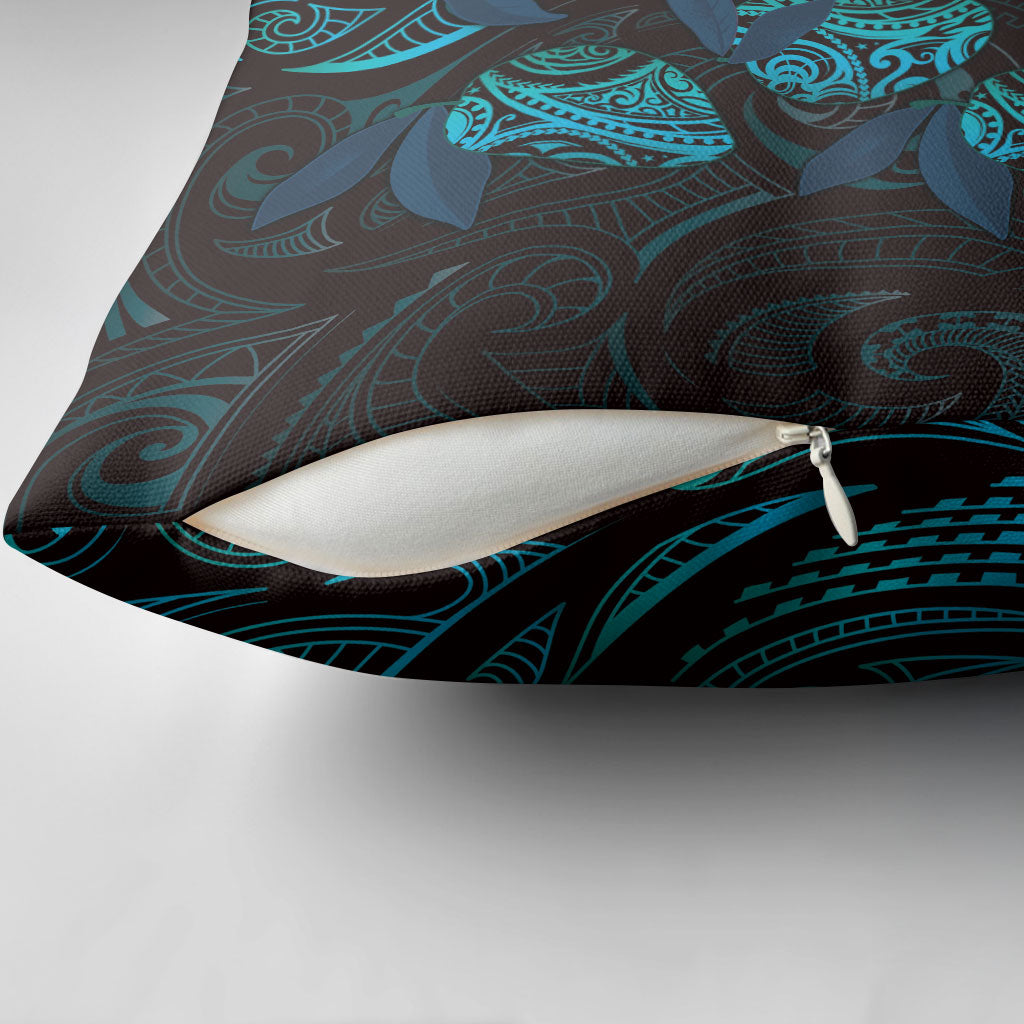 Hawaiian Mango Tribal Tattoo Pillow Cover Teal Pacific Traditional Pattern LT9 - Polynesian Pride