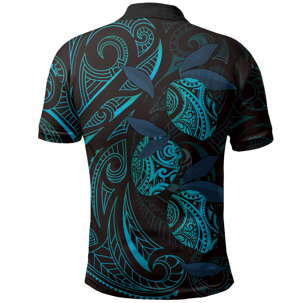 Hawaiian Mango Tribal Tattoo Polo Shirt Teal Pacific Traditional Pattern LT9 - Polynesian Pride