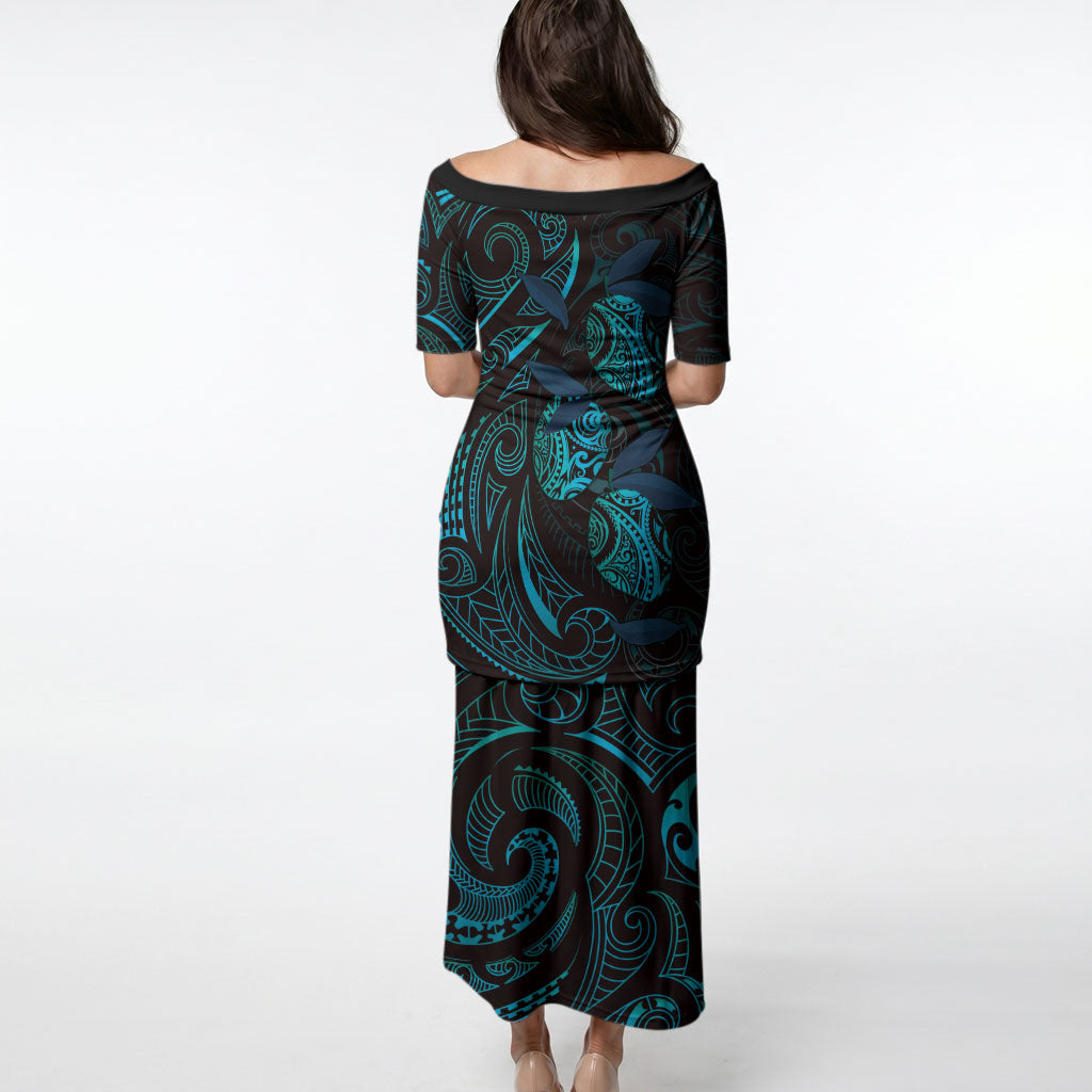 Hawaiian Mango Tribal Tattoo Puletasi Teal Pacific Traditional Pattern LT9 - Polynesian Pride