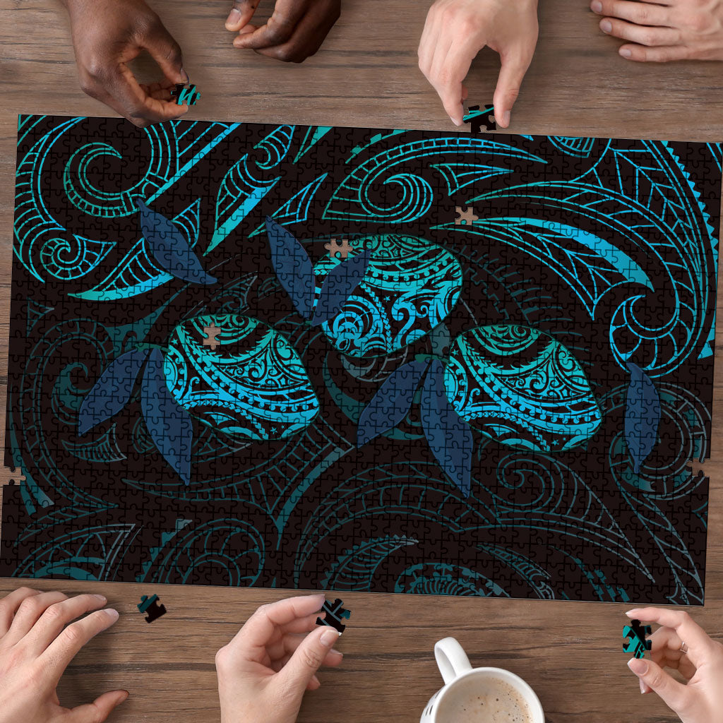Hawaiian Mango Tribal Tattoo Puzzle Teal Pacific Traditional Pattern LT9 - Polynesian Pride