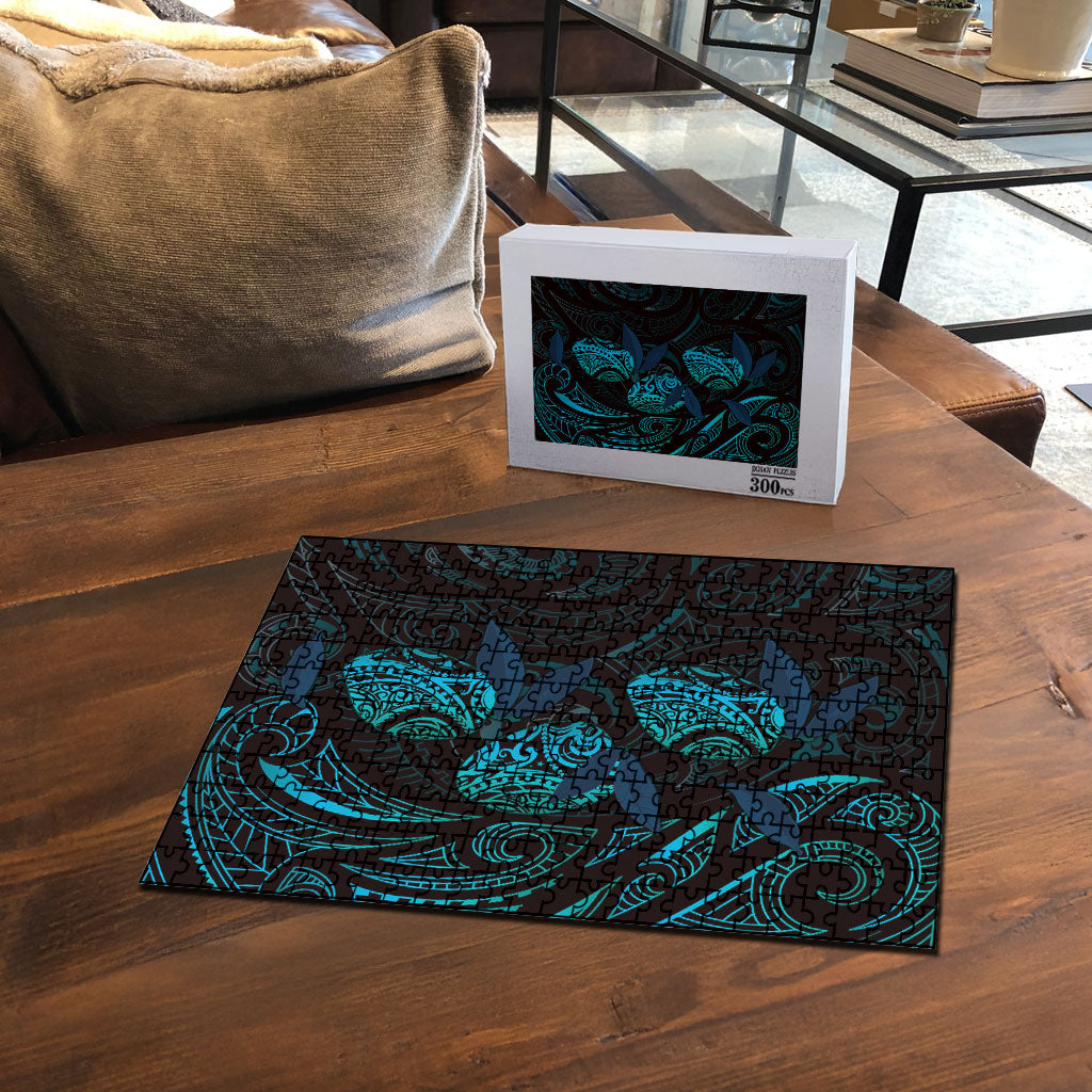 Hawaiian Mango Tribal Tattoo Puzzle Teal Pacific Traditional Pattern LT9 - Polynesian Pride