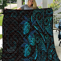 Hawaiian Mango Tribal Tattoo Quilt Teal Pacific Traditional Pattern LT9 Teal - Polynesian Pride