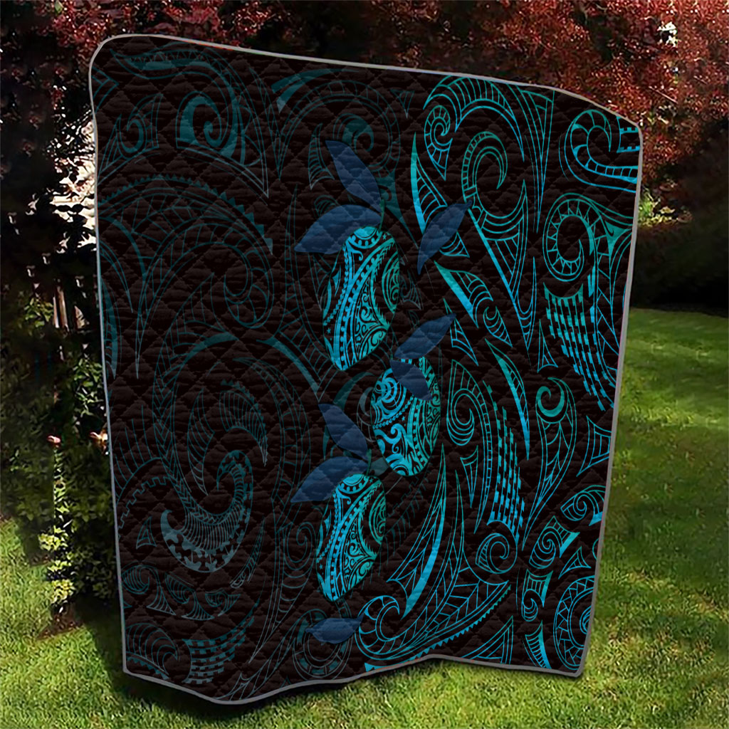 Hawaiian Mango Tribal Tattoo Quilt Teal Pacific Traditional Pattern LT9 - Polynesian Pride