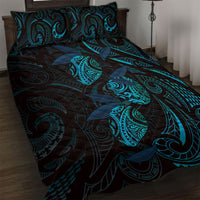 Hawaiian Mango Tribal Tattoo Quilt Bed Set Teal Pacific Traditional Pattern LT9 Teal - Polynesian Pride